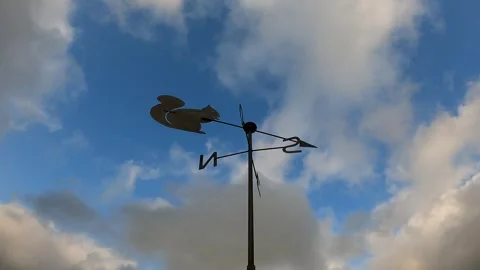 Squirrel wind vane spinning with the force of the air in a cloudy sky. Timelapse Stock Footage 280027370