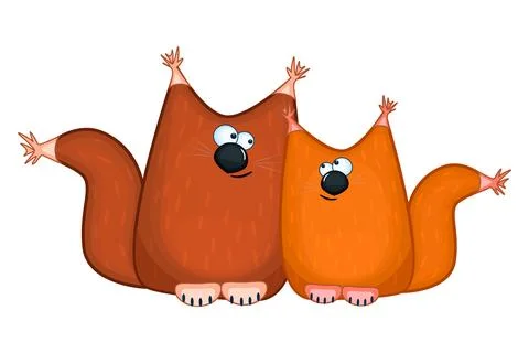 Squirrels couple isolated on white background. Funny squirrel. Stock Illustration