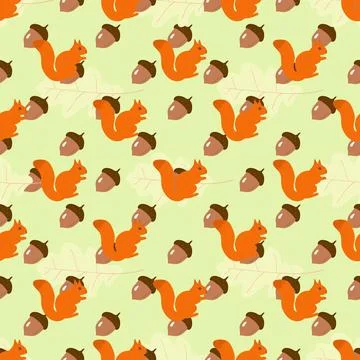 Squirrels seamless pattern Cute seamless pattern with cartoon squirrels an... Stock Photos
