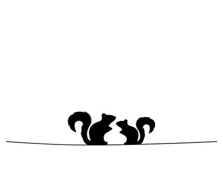 Squirrels silhouette on wire, vector. Wall Decals, Squirrels silhouettes Illustrazione stock