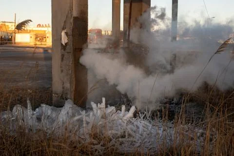 Squirt steam from the pipe Stock Photos