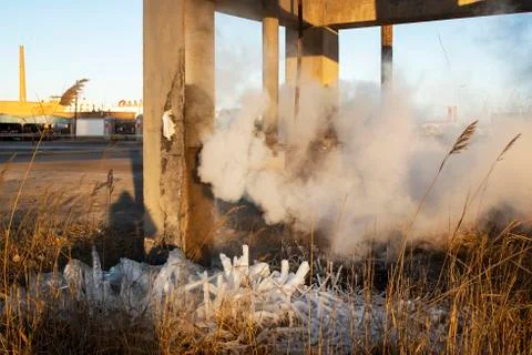 Squirt steam from the pipe Stock Photos