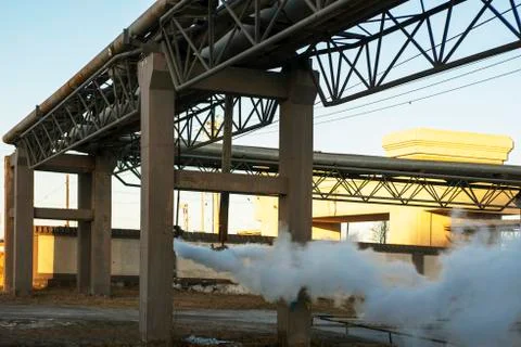 Squirt steam from the pipe Stock Photos