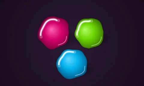 Squishy Gummy Blobs Colliding and Bouncing in Color Видео 347865654