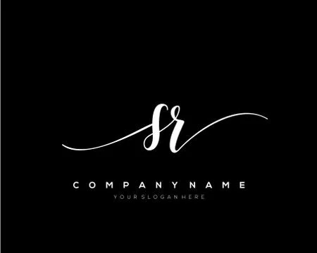 SR Initial Letter handwriting logo hand drawn template vector Ilustração Stock