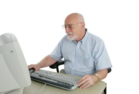 Sr Man Confused by Computer Stock Photos