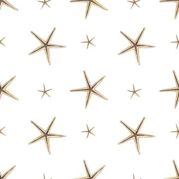 Srarfish seamless Pattern. Hand drawn watercolor illustration of Star Fish Stock Illustration