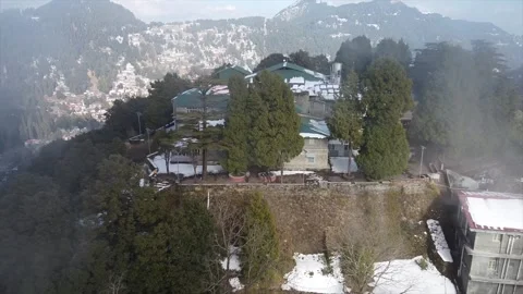 Sri Aurobindo Ashram Van Niwas aerial view in Nainital Uttarakhand during winter Stock Footage 346874308