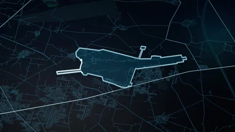 Sri Guru Ram Dass Jee International Airport India Glowing Digital Map Animation Stock Footage 338419875