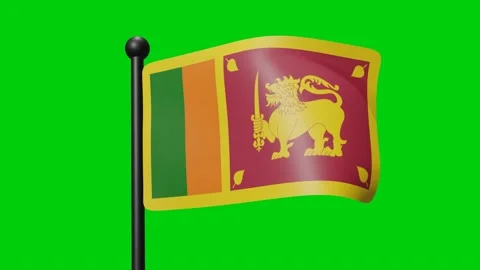 Sri Langka Flag Waving in Slow Motion on the green background. 3D Render Fl.. Stock Footage 230911748
