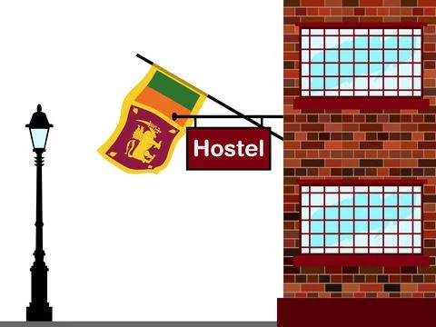 Sri Lanka-01 Hostels Vector Illustration Stock Illustration