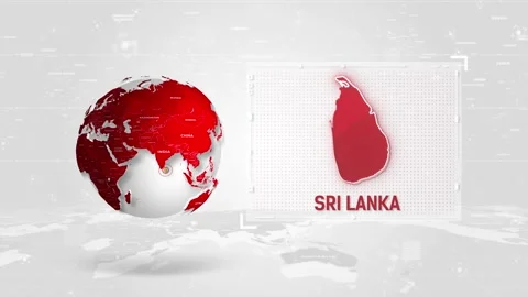 Sri Lanka 4K Tech Map Beside Globe On White Background. Stock Footage 340016005