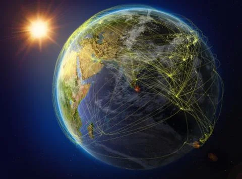 Sri Lanka on Earth with network Stock Illustration