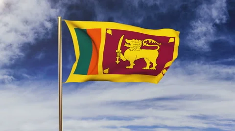 Sri Lanka flag with cloud waving in the wind. Green screen, alpha matte Stock Footage 48976640