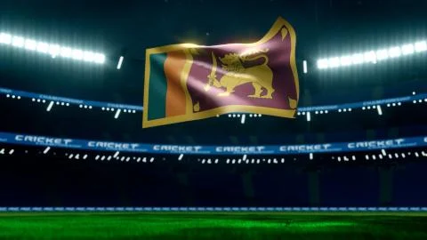 Sri Lanka flag in cricket empty stadium Stock Illustration