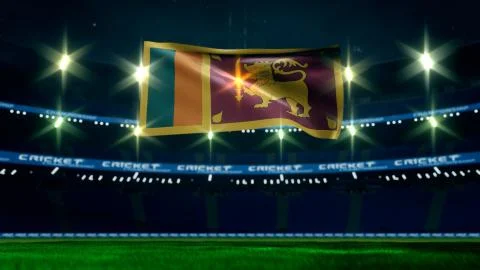 Sri Lanka flag in cricket empty stadium Stock Illustration