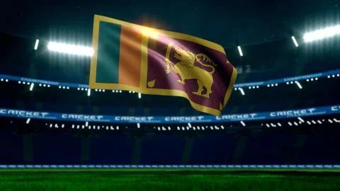 Sri Lanka flag in cricket empty stadium Stock Illustration