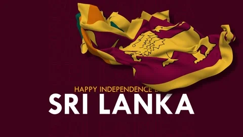 Sri Lanka Flag Flying in Wind, Happy Independence Day Stock Footage 231866701