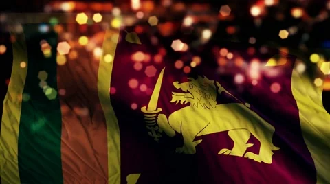 Sri Lanka Flag Light Night Bokeh Abstract Loop Animation 4K Stock Footage 47671786