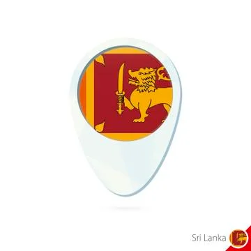 Sri Lanka flag location map pin icon on white background. Stock Illustration