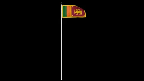 Sri Lanka Flag on Pole with Alpha Channel Video stock 87318735