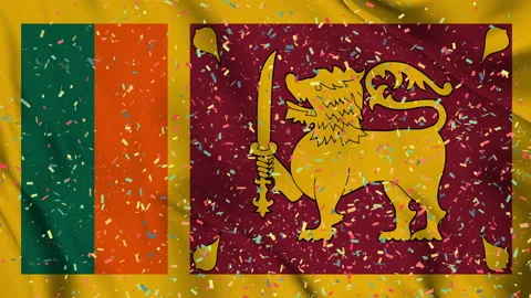 Sri Lanka flag seamless animation with paper confetti Stock-Footage 223345487