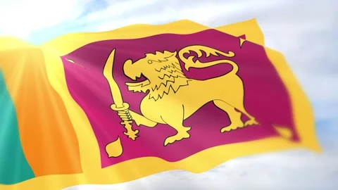 Sri Lanka Flag Seamless Loop 4k 60fps on Sky Background Stock Footage 340620919
