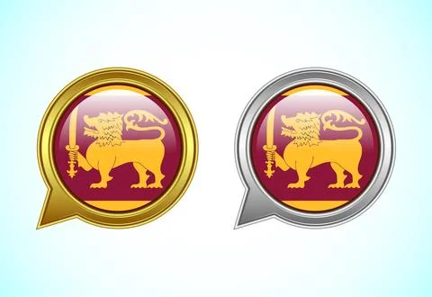 Sri Lanka flag speech bubble. Speaking flag icon in gold and silver color Illustrazione stock