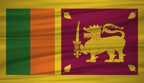 Sri lanka flag vector. Vector flag of sri lanka blowig in the wind. EPS 10. Stock Illustration