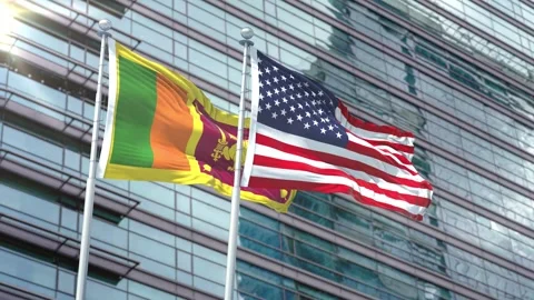Sri Lanka Flag VS Flag of USA Stock Footage 343383454