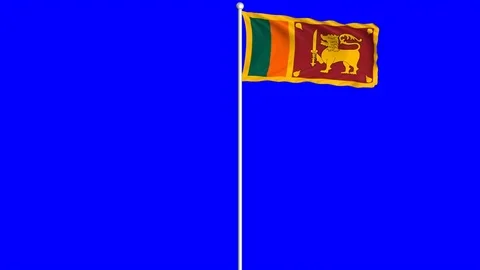 Sri Lanka Flag Waving Fluttering on Wind Loopable Green Blue Screen Matte Stock Footage