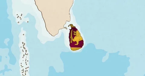 The sri lanka flag waving inside the country on a world map Stock Footage 339033398