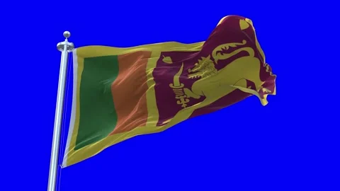 Sri Lanka Flag Waving in Loopable and Textured green screen background Stock Footage 296875854