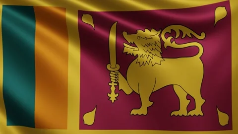 Sri Lanka flag in the wind closeup, the national flag of Sri Lanka flutters in Stock Footage 219543932