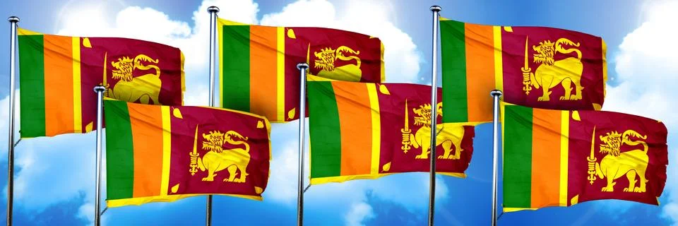 Sri lanka flags, 3D rendering, on a cloud background Stock Illustration