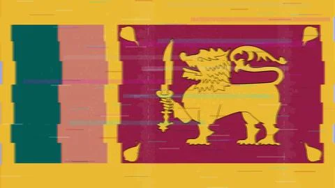 Sri Lanka Glitch Flag Vector - RGB Split Digital Video Frame Design Illustration
