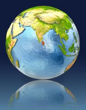 Sri Lanka on globe with reflection 스톡 일러스트