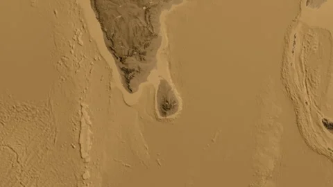 Sri Lanka on the globe. Regional borders. Sepia elevation. Labels Stock Footage 337787979