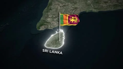 Sri Lanka Glowing Boundary Map Animation with 3D Waving of Sri Lanka Nation.. Stock Footage 329932744