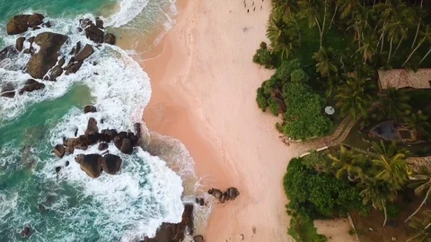 Sri Lanka, Indian ocean, beach, Aero video, Ambalangoda beach Stock Footage