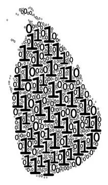 Sri Lanka Island Map Composition of Binary Digits Illustrazione stock