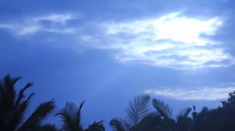 Sri Lanka Light rays blast through blue clouds Stock Footage 34956237