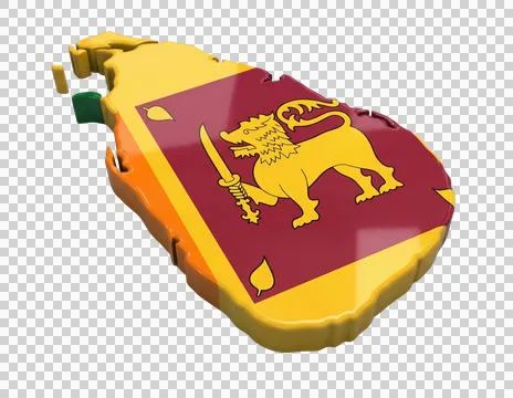 Sri Lanka map 3d rendering country with national flag isolated on transpare.. Stock Illustration