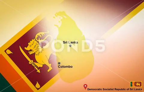 Sri Lanka map and Colombo with location map pin and Sri Lanka flag on ...