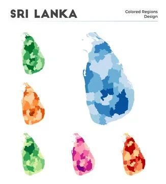 Sri Lanka map collection. Borders of Sri Lanka for your infographic. Colore.. イラスト素材