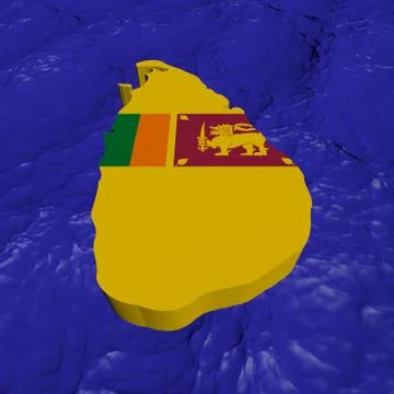 Sri lanka map flag in abstract ocean illustration Ilustração Stock