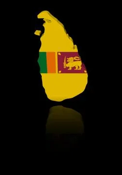 Sri Lanka map flag with reflection illustration Stock Illustration