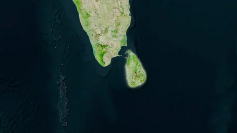 Sri Lanka map - glide. Glow. Satellite. | Stock Video | Pond5