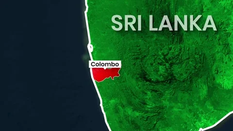 Sri Lanka map highlighting Colombo in motion animation clip Stock Footage 342594548