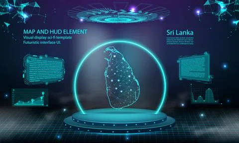 Sri Lanka map light connecting effect background. abstract digital technolo.. Stock Illustration